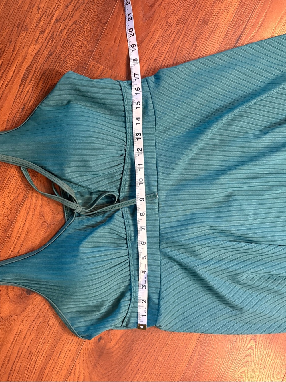 SHEIN Teal Ribbed Tankini Set - Picture 2 of 6
